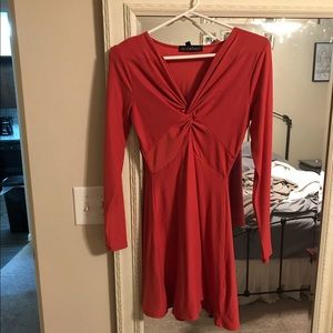 Coral dress with sleeves